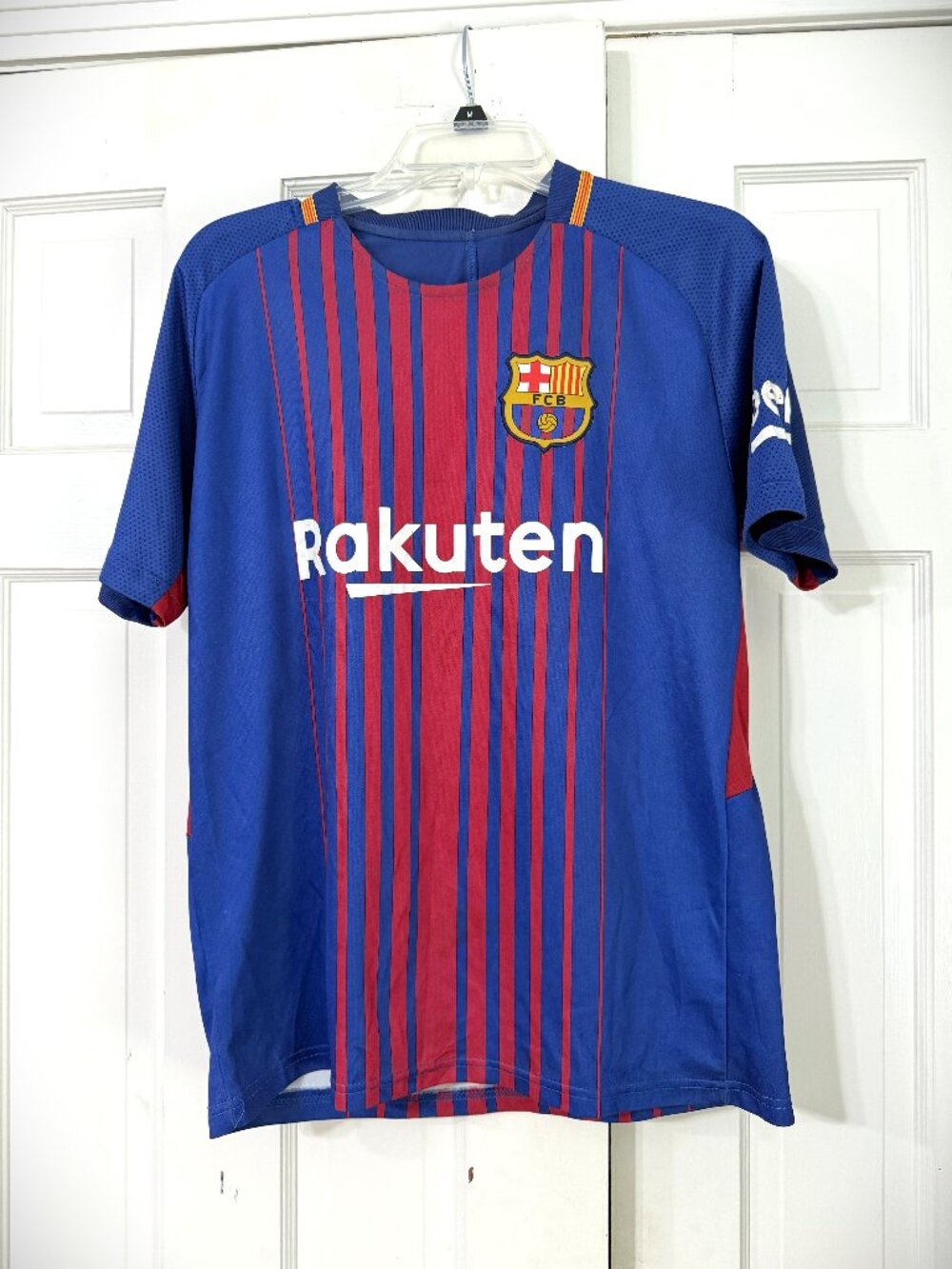 F.C.B. Rakuten Unicef Messi Blue/Red/Yellow Soccer Jersey Kid's Size XL